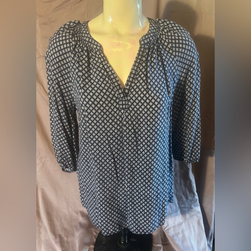 Sonoma Navy Geometric Women's Blouse